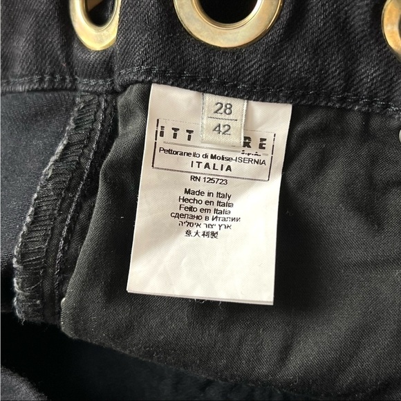 BALMAIN VINTAGE Y2K Low Rise Grommet Cutout Waist Black Denim Jean Mini Skirt 10 - Picture 4 of 7